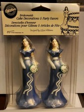 Vintage Wilton Bridesmaids Cake Toppers Blue White Wedding Figurines Set of 2