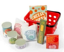 Lot of 13 Target Bullseye mini shopping RED basket plus 8 play piece 7x4.75x4
