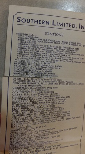 SOUTHERN LIMITED 1933 BUS TIME TABLES STATIONS & MAP CHICAGO & THE SOUTH - Bild 6 von 7