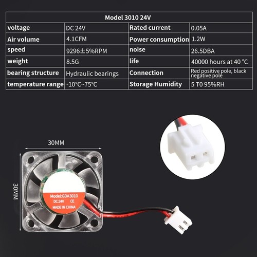 3D Printer Part Hotend Part Upgraded Hydraulic Cooling Fan 2510 3010 4010 12/24V - Afbeelding 6 van 14