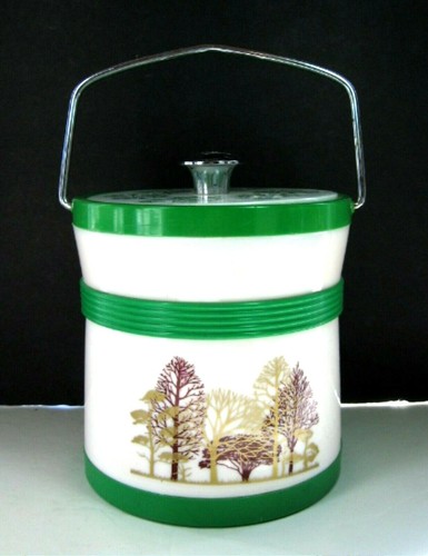 BAUM BLUMEN Design EISKÜBEL Vintage Sanduhr Form grün braun glänzend-diamant - Bild 1 von 10