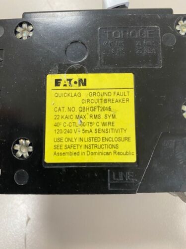 TESTED - Eaton Cutler Hammer QBHGFT2015 15 AMP 2P 22KAIC RATED GFI - Picture 3 of 5