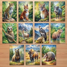 Set of posters A3 format 11 pcs animals of America digital product