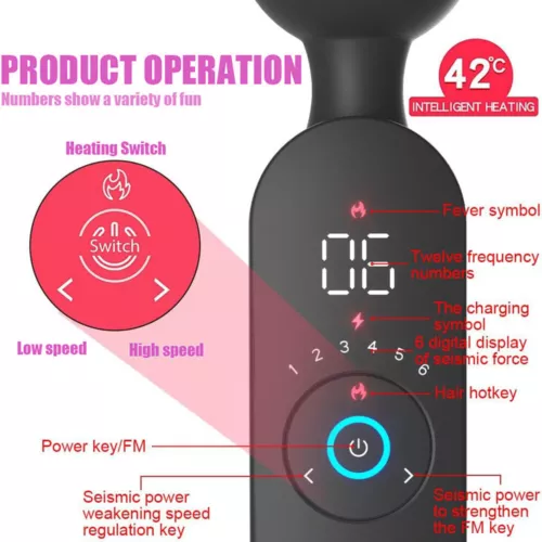 Leistungsstarker Massagestab Vibrator Handheizung Massagegerät für Frauen Wiederaufladbar - Bild 6 von 14
