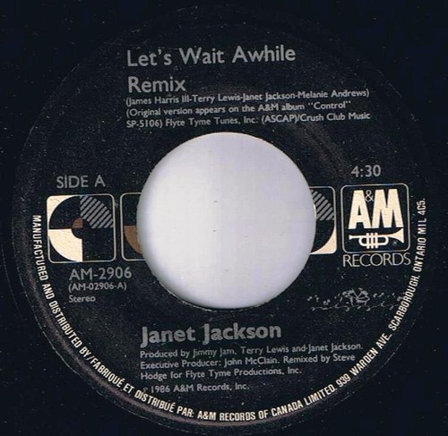 Janet Jackson Let's Wait Awhile 45 rpm Pretty Boy Canadian Pressing
