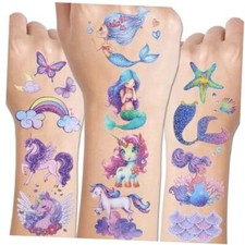 Glitter Mermaid Temporary Tattoos for Girls - 12 Sheets Glitter Temporary