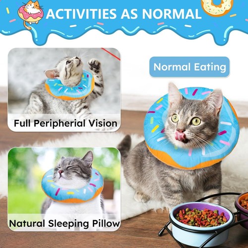Cat Cone Collar Soft, Cat Recovery Collar for Wound Healing Cute Cat Donut - Picture 3 of 8