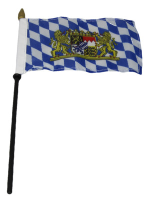 Wholesale 6 Bavaria Lions & Crest 4''x6'' Flag Desk Set Table Wooden Stick Staff