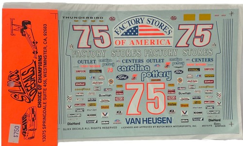 Slixx NASCAR Decalcomanie 75 Todd Bodine Carolina Pottery 1:24 Modellini Auto #9375 Racing
