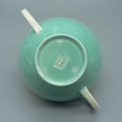 POOLE POTTERY RARE SHAGREEN CONSOMMÉ CUP COVER STAND 1930S DECO LIDDED SOUP BOWL - Picture 13 of 16
