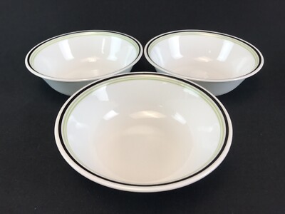 Corelle Corning BLACK ORCHID Cereal Bowls Flowers Green Leaves Set of 3