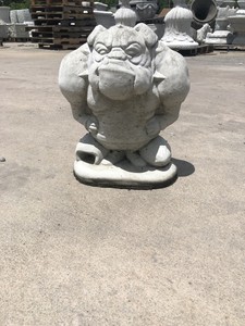 15.5”x11” Fighting Bulldog Unfinished Cast Stone Cement Concrete Garden