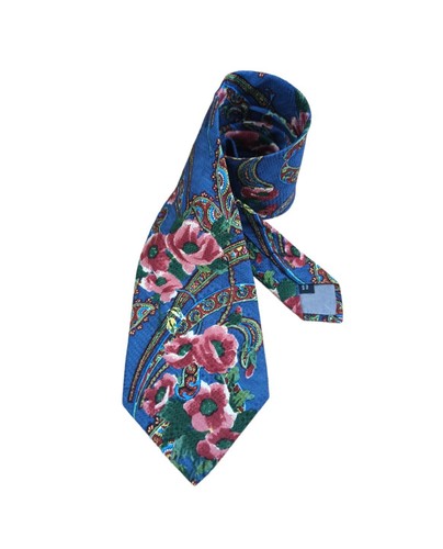 KENZO HOMME Blue Floral Silk Tie ITALY 59"/ 4" EC - Picture 2 of 8