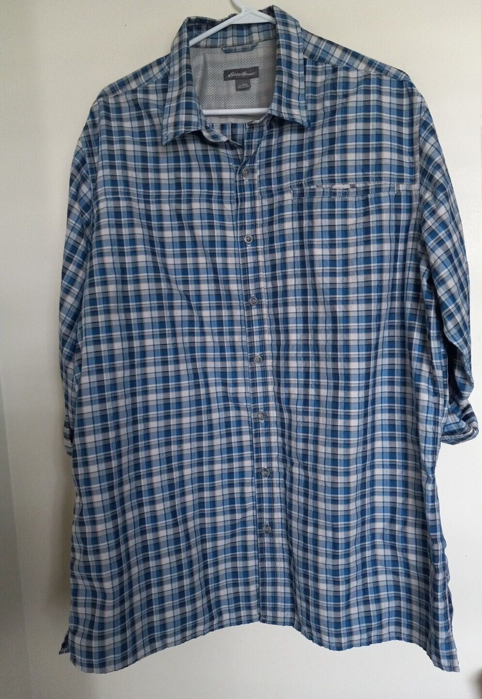 Eddie Bauer Mens Tall XL Plaid Camp Shirt Button Up