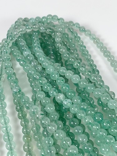 Grade AAA   Natural Green Strawberry Quartz Smooth Round Beads 15.5" Strand - Picture 4 of 8