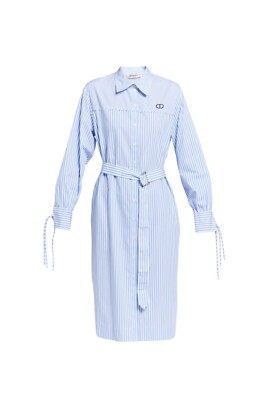 TWINSET gestreiftes Hemdblusenkleid aus Popeline