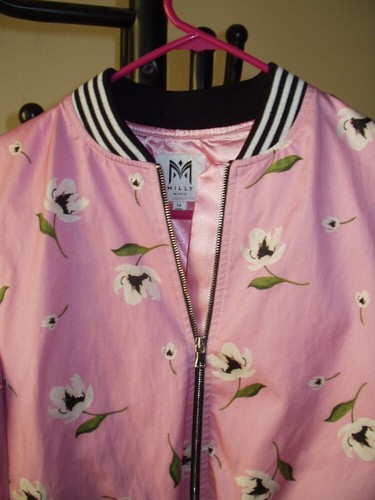 Milly Minis Girls Long Sleeve Front Zip Pink with Flowers Jacket - 14 - Picture 2 of 3
