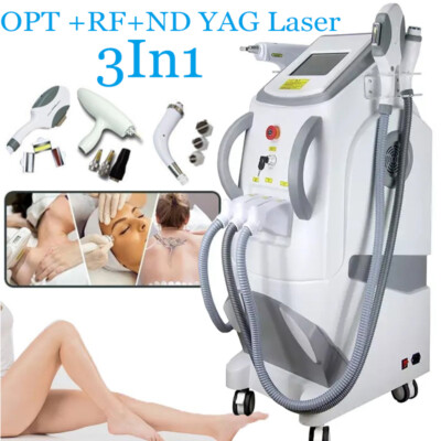 3in1 ND Yag Laser RF OPT IPL Hair Tattoo Removal Skin Rejuvenation Lift Machine
