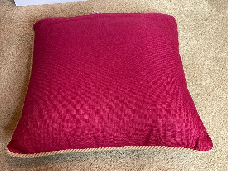 NEW Handmade Wool Needlepoint Throw Pillow Coastal Lighthouse Cover + Insert 18" - Image 3 of 4