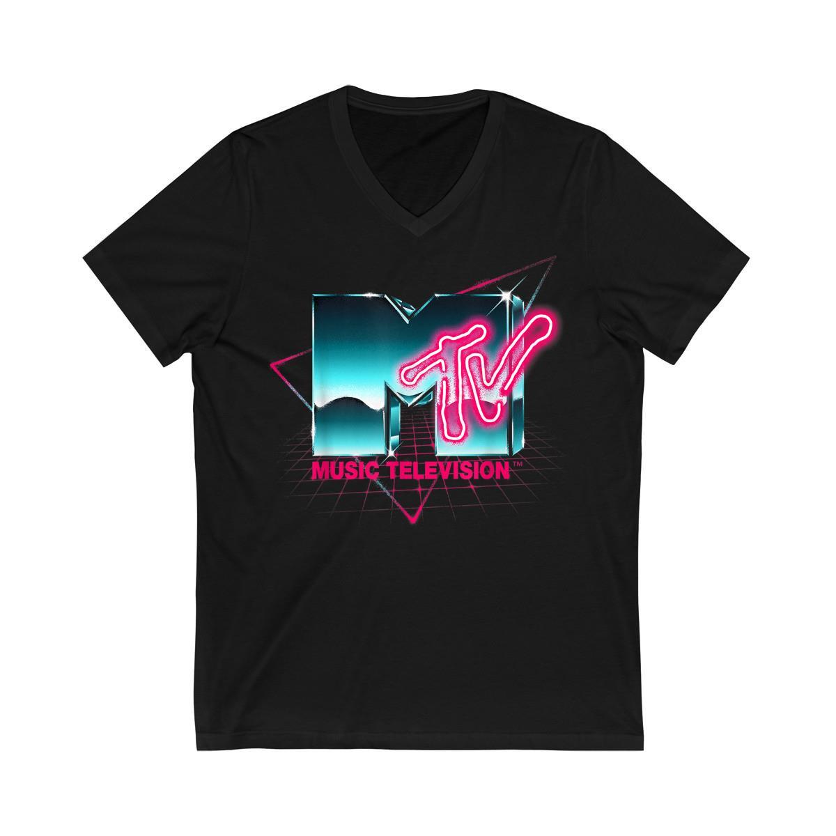Retro MTV Logo 80's Chrome Effect Neon Colors Vintage T