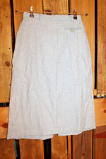 Vintage Gingham Check Blue White Wool Blend Small Vintage 60's Women's Skirt