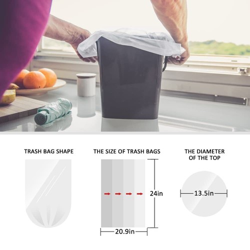 5 Gallon 100 Counts Strong Trash Bags Garbage Bags, Bathroom Trash Can Bin Li... - Picture 2 of 8