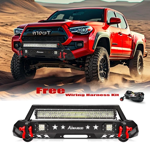 Stubby Steel Front Bumper For 2016-2023 Toyota Tacoma W/Winch Plate & LED Lights - Bild 1 von 11