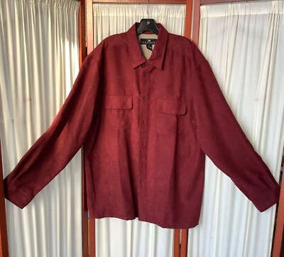 Consensus Mens Shirt Faux Suede Button Down Maroon Size XL