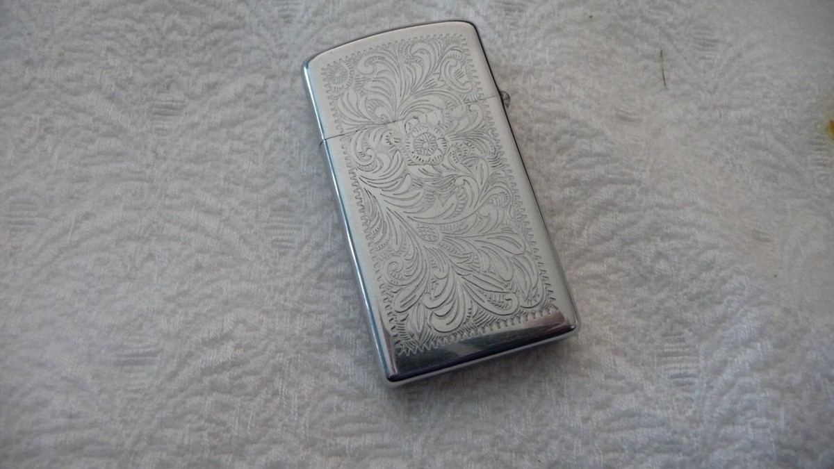 1223 vtg ZIPPO Lighter Slim Style Venitien Swirl design Monogramed