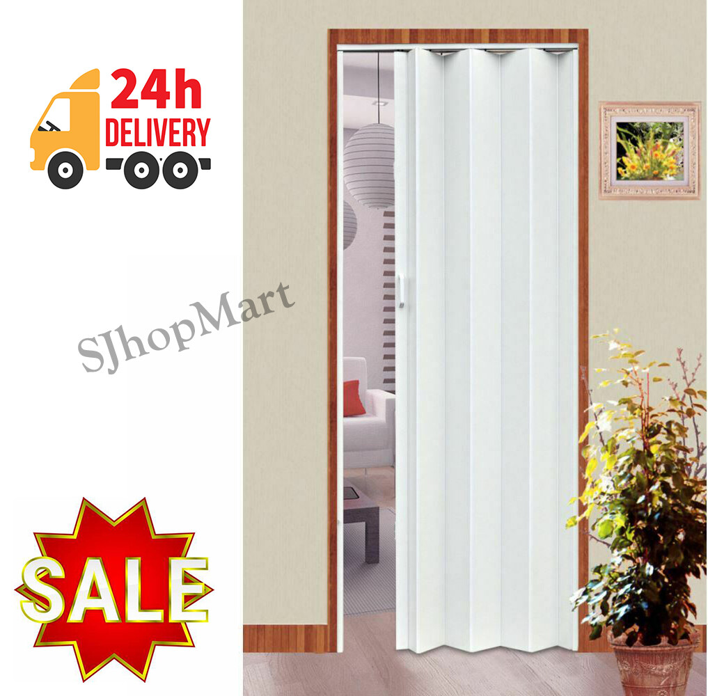 Oak Effect Folding Door White PVC Sliding Concertina Door 24Hr