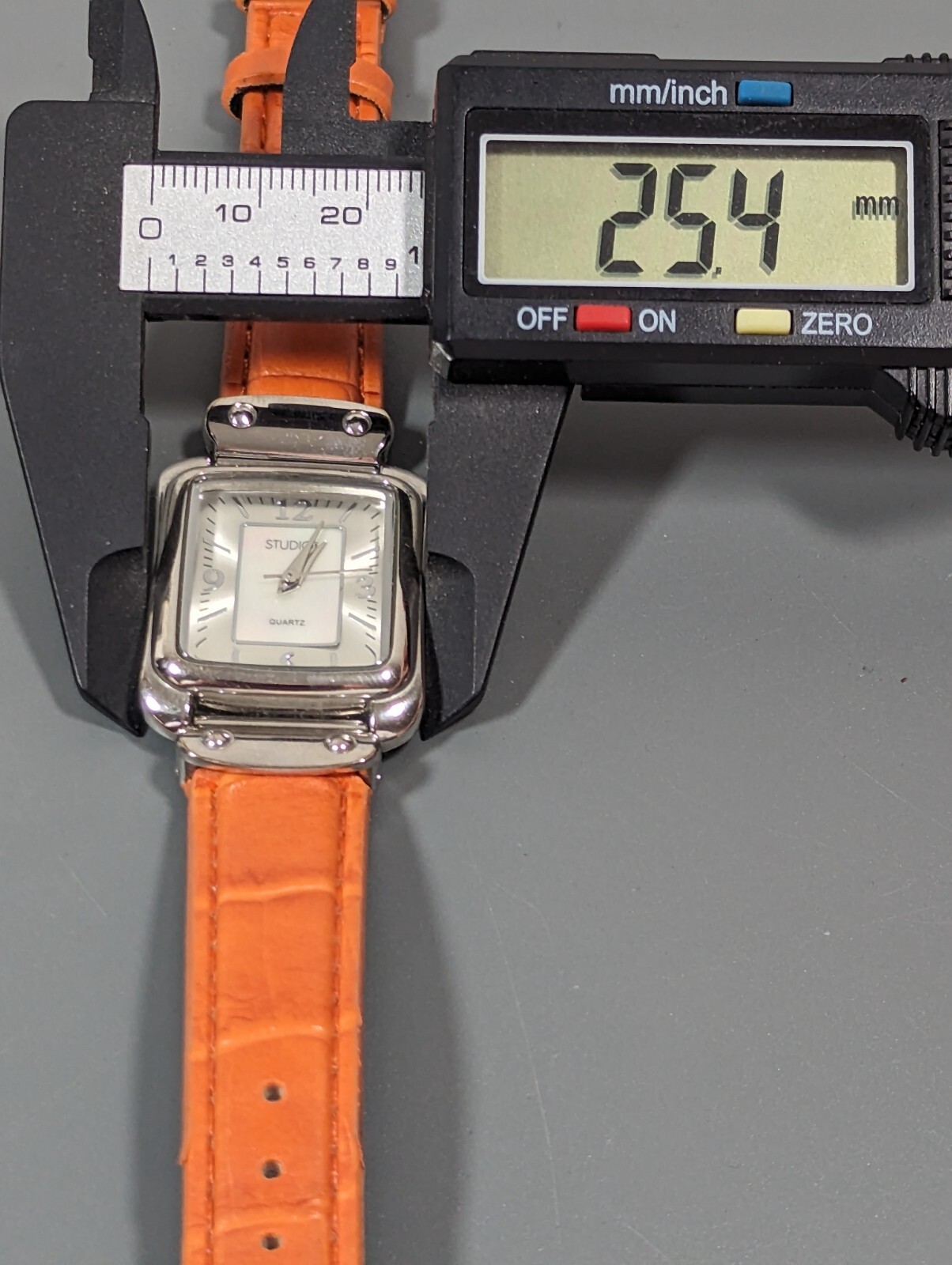 Studio MOP Dial Silver Tone Rectangle Case Orange… - image 5