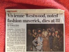 OBITUARY VIVIENNE WESTWOOD 1941 - 2022 FASHION MAVERICK LEGEND DESIGNER