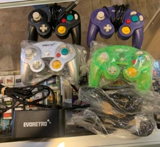 EvoRetro Nintendo GameCube 4 Controller Gamepad, Extension, Adapter Lot HS-WU025
