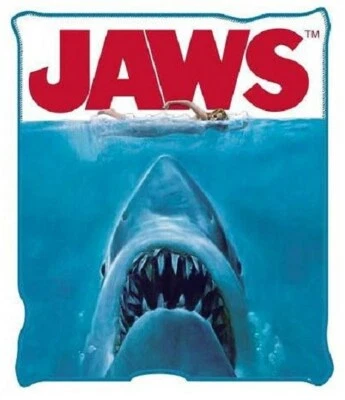 New Jaws Movie 50x60 Plush GIFT Throw Blanket WARM Shark Attack Film Soft Thick