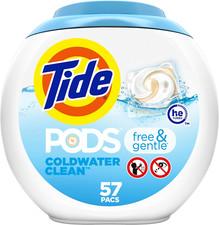 Tide Free  Gentle Laundry Detergent Pods, 57 Count, Unscented  Hypoallerge NEW
