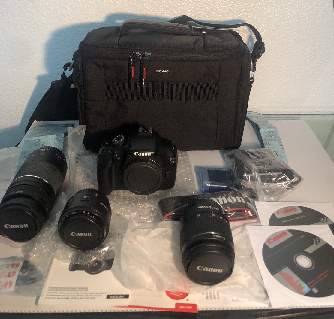 Canon EOS Rebel T3 1100D DSLR Digital Camera Kit-W/50mm,18-55mm  &75-300mm