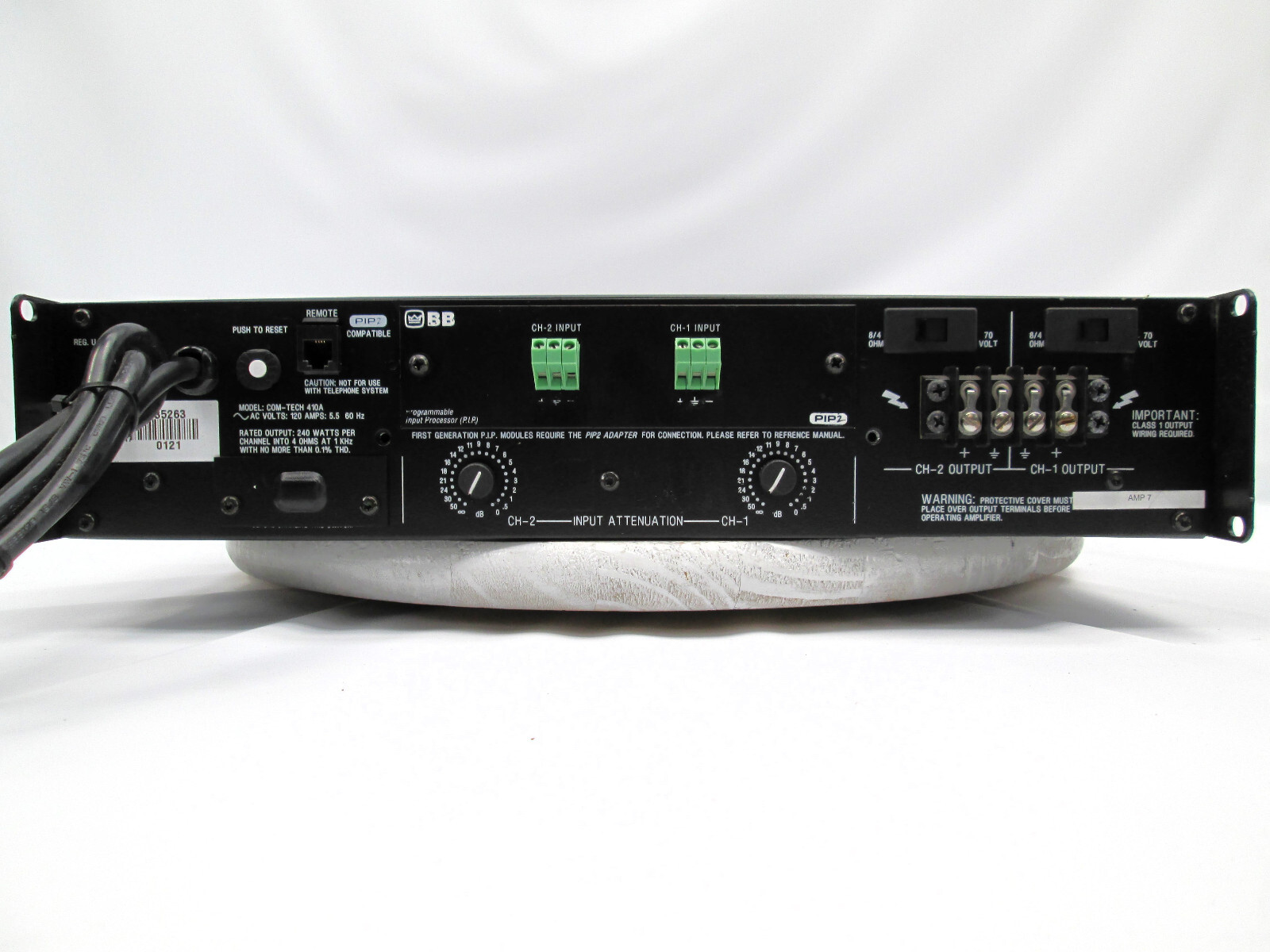 Pip2 Amplifier Crown Com-Tech 410 CT-410 Stereo Audio Amplifier w/ PIP Input Card PIP2 ...