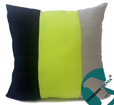 Large Striped Cushions or Covers Tone Lime Green Black Grey