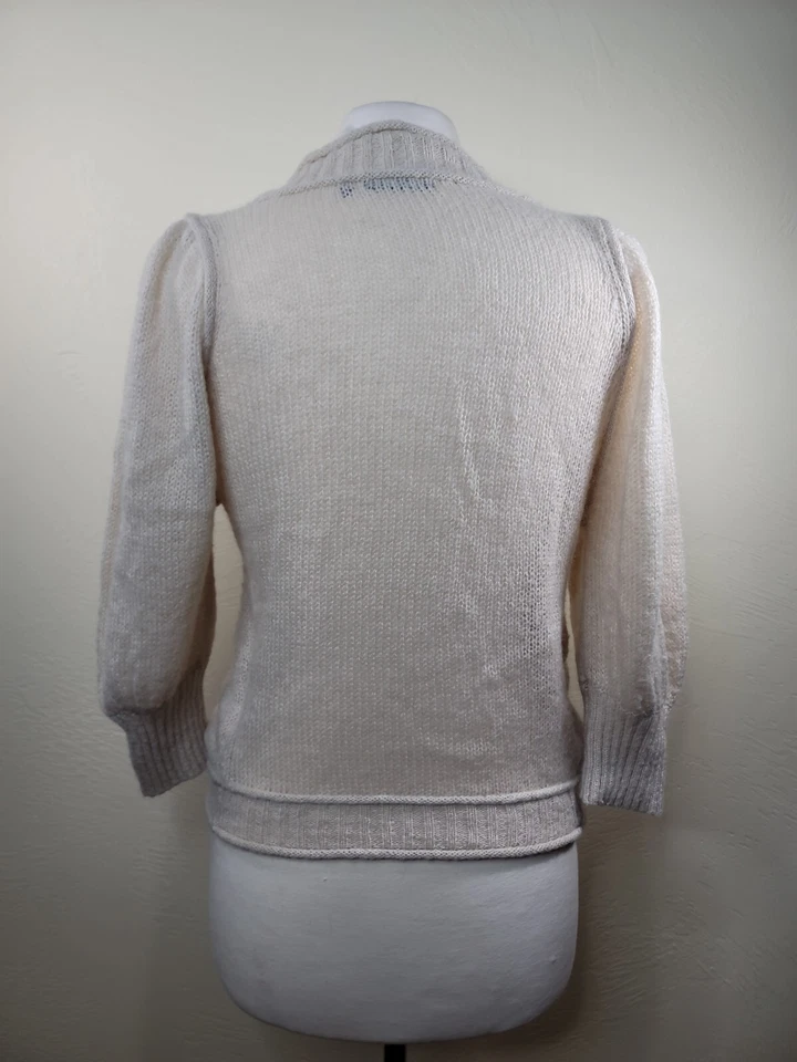 Etagere Wool mohair Blend Knit Cardigan Single Button Cream Women’s Sz.Large - Image 3 of 4