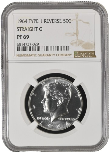1964 Kennedy Half Dollar Type 1 Reverse Straight G PF69 NGC *9492