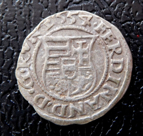 HUNGARY - FERDINAND I. (1526-1564) SILVER DENAR / 1554 K-B