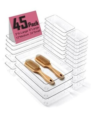 45Pack Makeup Drawer Organizers Set, 4Sizes acrylic desk S45(3-6-12-24)