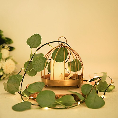 7 ft Green LED Eucalyptus Leaves Garland Battery Operated Wedding Fairy Lights - Picture 6 of 7