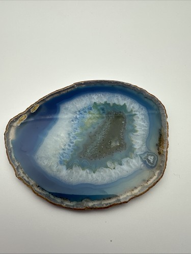 Agate Slice Geode Polished Slab Crystal Quartz Coaster Paperweight 4” - Picture 3 of 4
