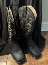 Black Embroidered Women's Square Toe Western Boots EU 37 SHBTL035-BK