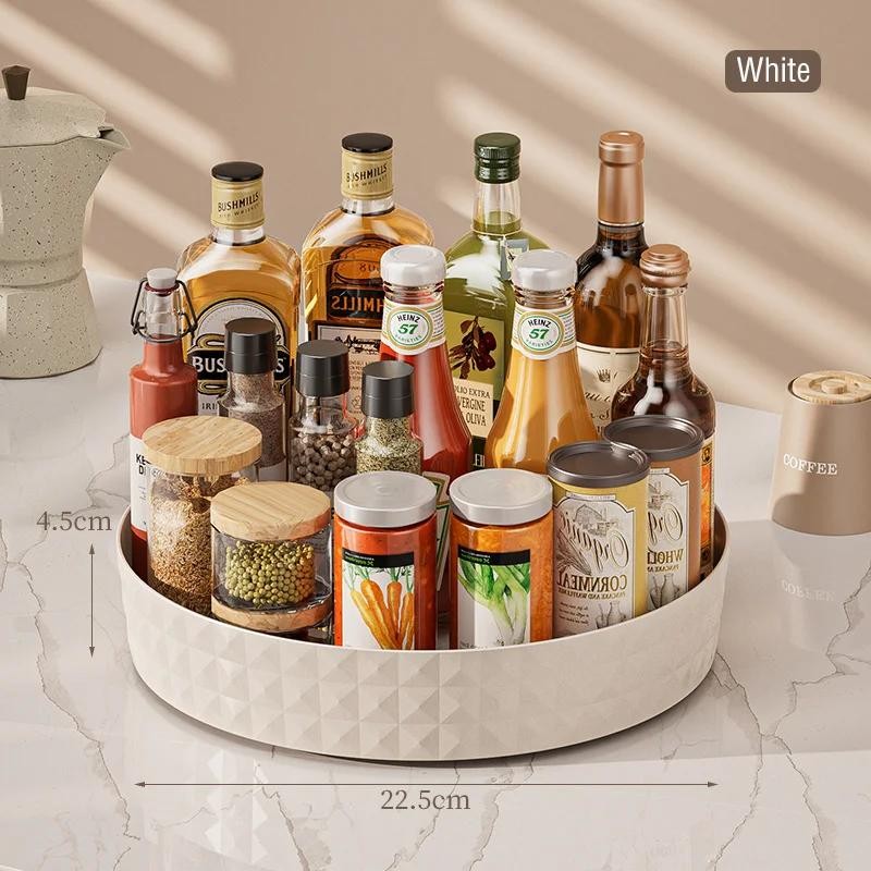 360 Rotating Seasoning Storage Rack Kitchen Storage Spice Rack Non-slip Cabinet