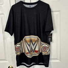 WWE Large Men's ProSphere Black Undisputed Championship Title Belt T-Shirt NWT