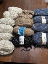 Wool Blend Yarn Lot Of 15 Skeins Multicolor Multibrand