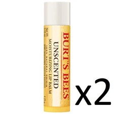 LOT OF TWO Burt's Bees Unscented Moisturizing Beeswax Lip Balm NEW SEALED 2 pack