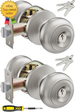 2 Pack Keyed Entry Door Knob Set All Keyed Same Exterior and Interior Stainless